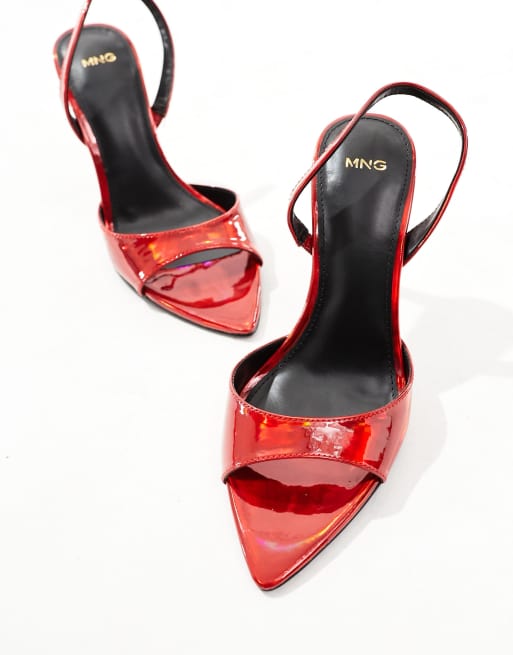 Mango sling back heel in metallic red | ASOS