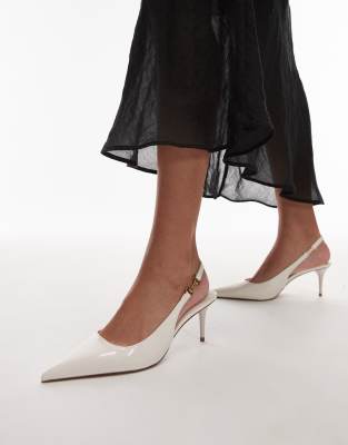 Mango Sling Back Heels In White