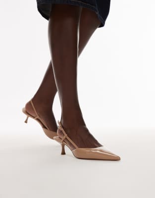 Mango Sling Back Kitten Heel In Neutral