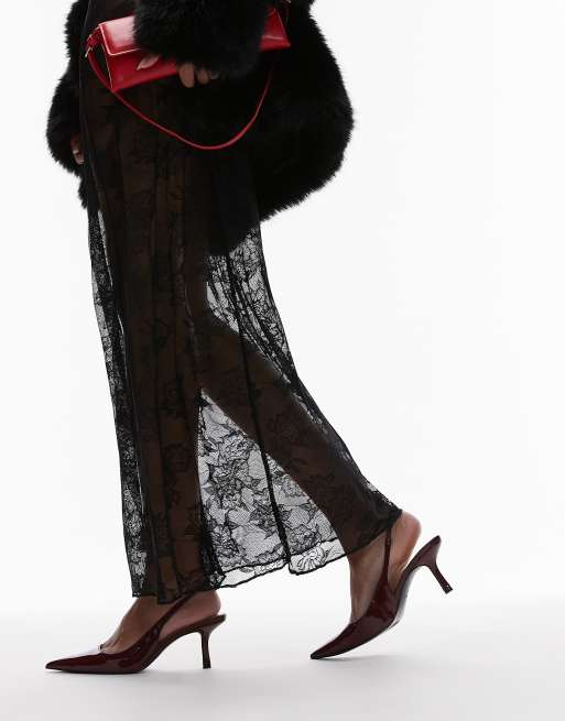 Mango sling back patent heel in burgundy