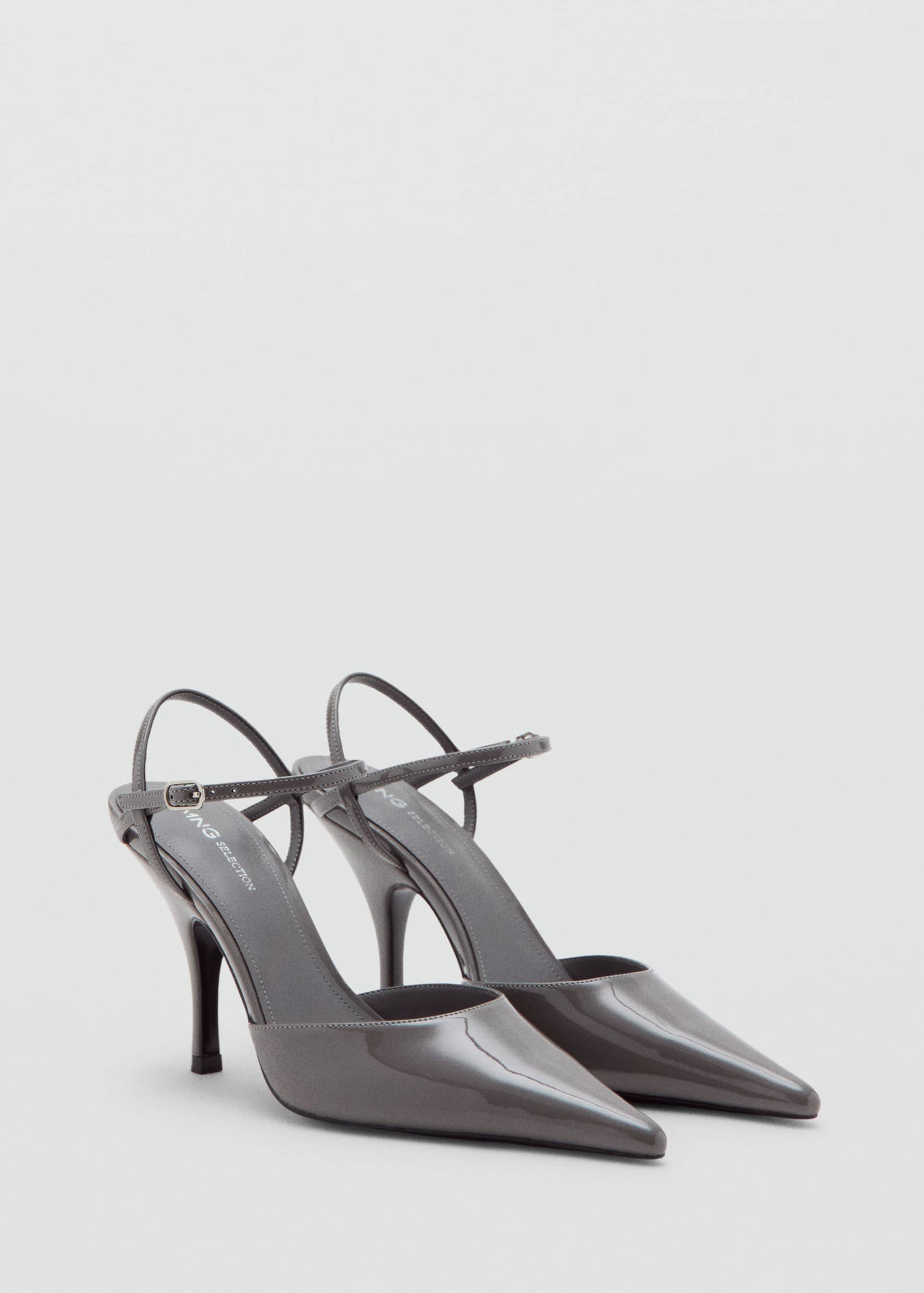 mango sling back shoes with cross strap heel in gray