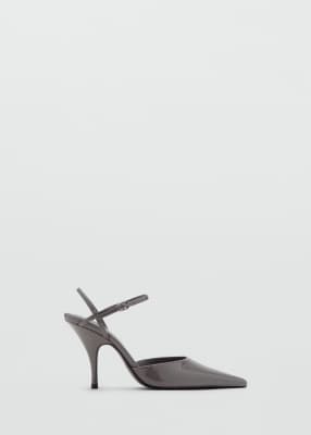 Mango Sling Back Shoes With Cross Strap Heel In Gray