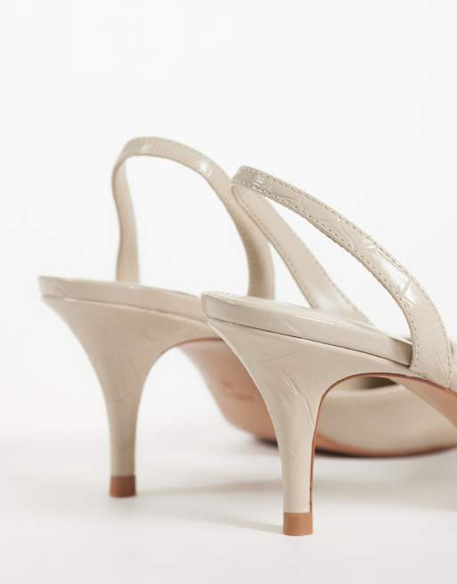Mango slingback con tacco a punta in ecru, 4 di 4