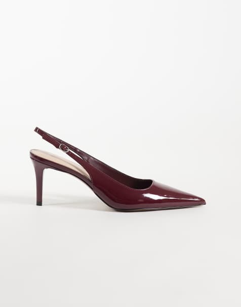 Mango slingback con tacco in similpelle bordeaux - view 1