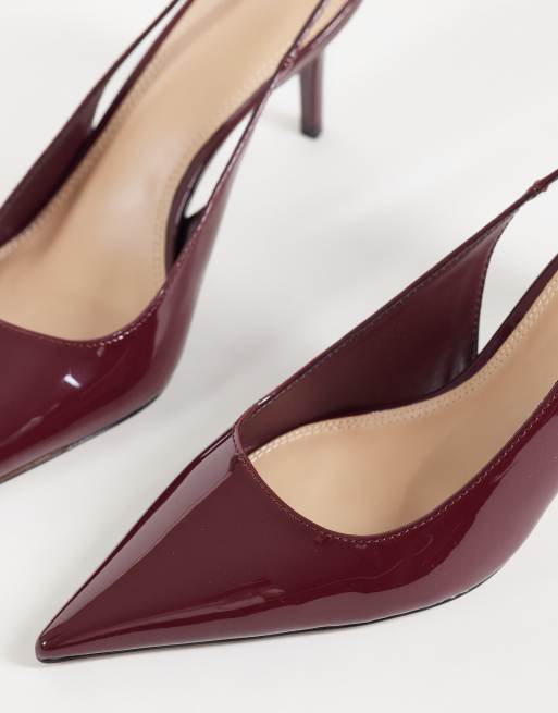 Mango slingback con tacco in similpelle bordeaux, 2 di 4