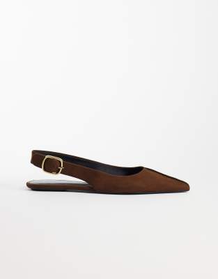 Mango Slingback Flats In Brown