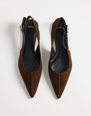 Mango Slingback Flats In Brown