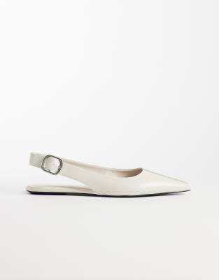 Mango Slingback Flats In White