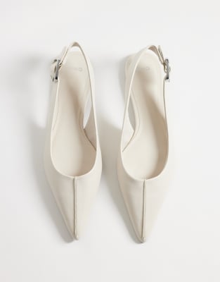 Mango Slingback Flats In White