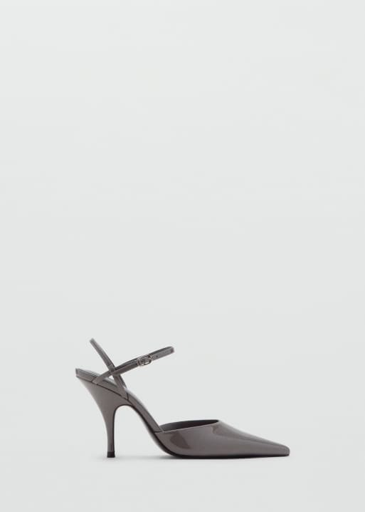 Mango - Slingback hakken met gekruiste bandjes in grijs, 2 van 4