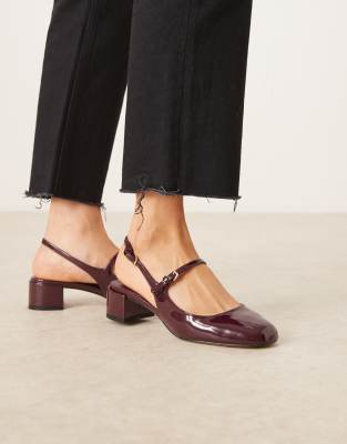 Mango slingback heeled Mary Jane in cherry red