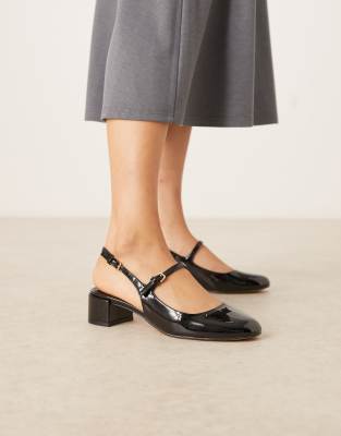 Mango Slingback Heeled Mary Janes In Black