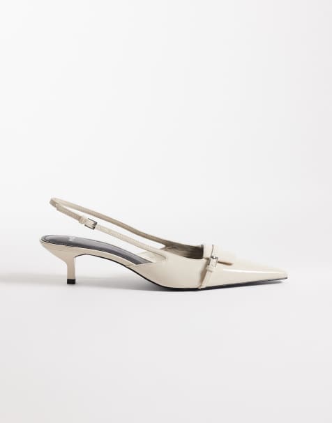 Mango - Slingback kitten hakken met gesp in lichtbeige - view 1