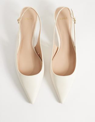 Mango Slingback Kitten Pumps In Neutral