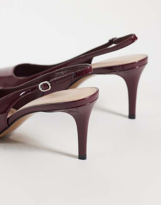 Mango slingback med hæl i bordeaux i imiteret læder, 3 af 4