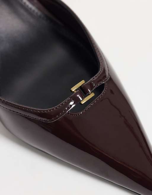 Mango slingback med klack och spännedetalj i burgundy, 4 av 4