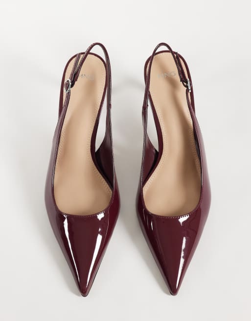 Mango slingback met hak van imitatieleer in bordeauxrood, 4 van 4