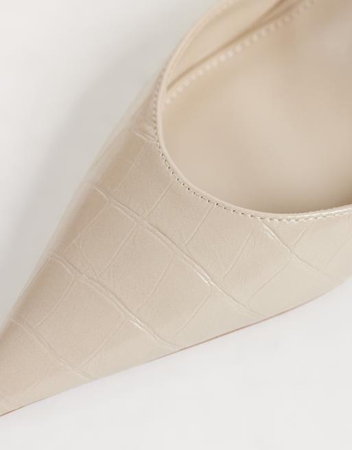 Mango slingback met puntige neus en hak in ecru, 3 van 4