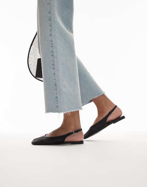 Mango – Slingback-Mules in Schwarz mit gewebtem Obermaterial - view 1
