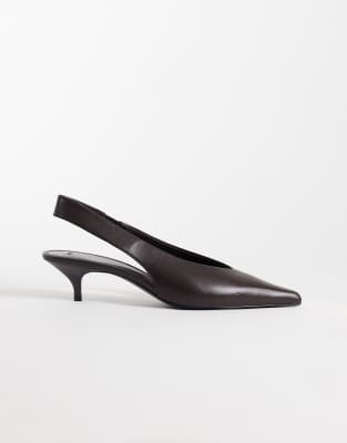 Mango Slingback Pointed Heeled Shoe In Brown