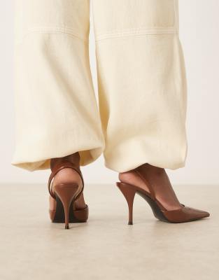 Closed Toe Heels Heel Pointy Brown Shoes Brown Patent Slingback Kitten Heels  All Shoes Red Dress