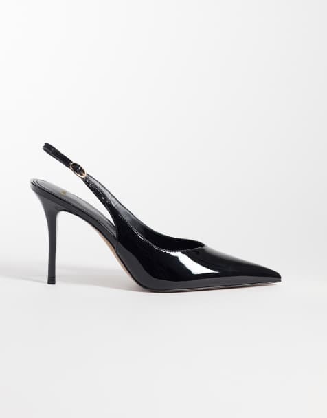 Mango slingback-pumps i läderimitation, svart - view 1
