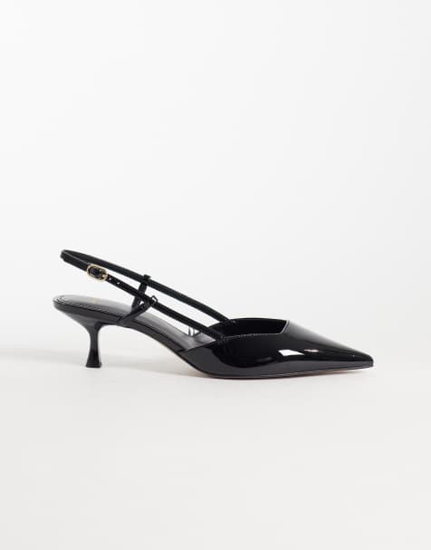 Mango slingback-pumps med hæl og spids tå i sort - view 1