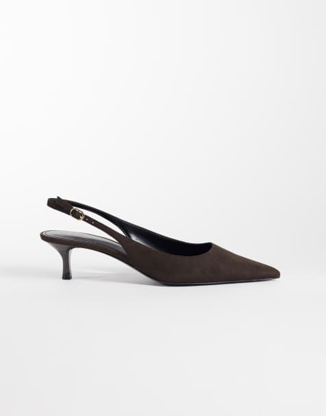 Mango slingback pumps met lage hak in bruin - view 1