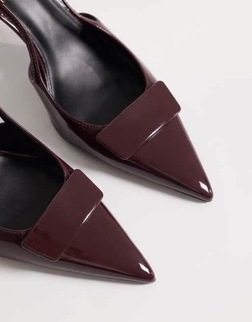 Mango - Slingback schoenen met hak in bordeauxrood, 2 van 4