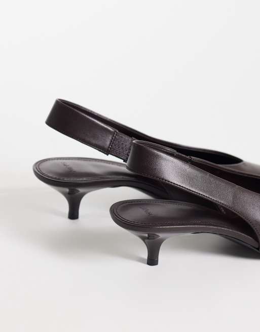 Mango slingback sko med spids tå og hæl i brun, 4 af 4