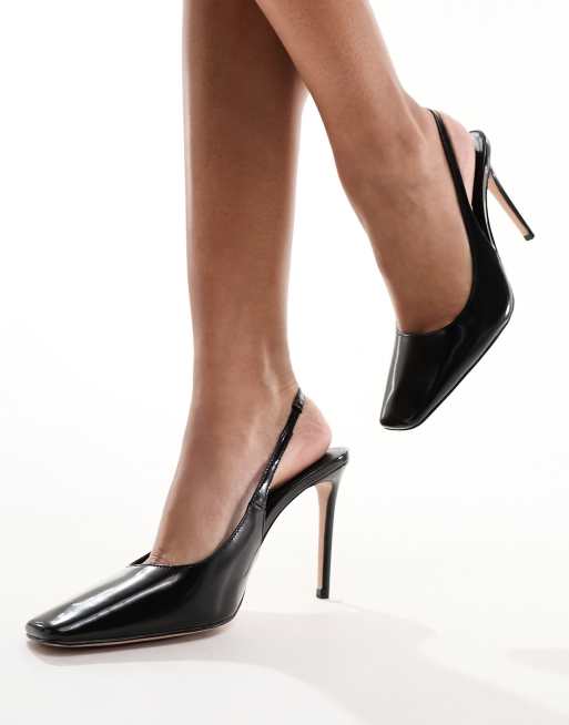 Mango slingback square heels in black