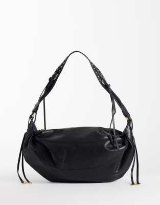 Mango Slouchy Handbag In Black