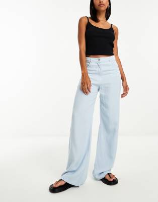 Mango slouchy jean style trousers in light blue