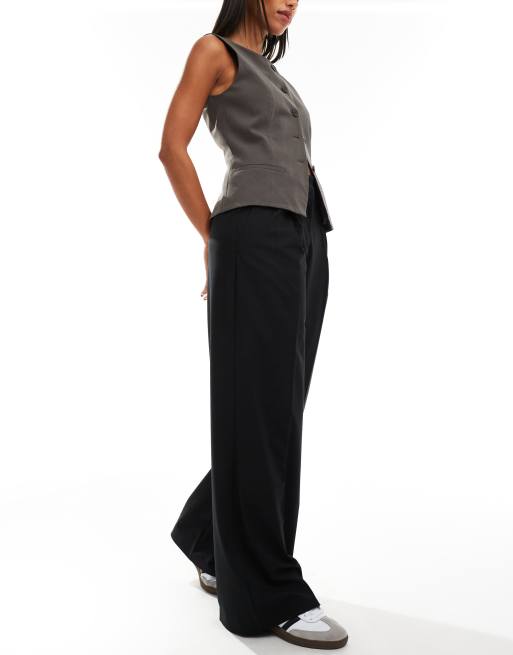 Mango slouchy mid waist pants in black
