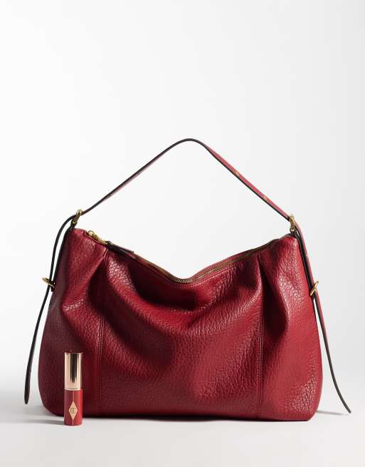 Mango slouchy shoulder bag in red, 2 of 4