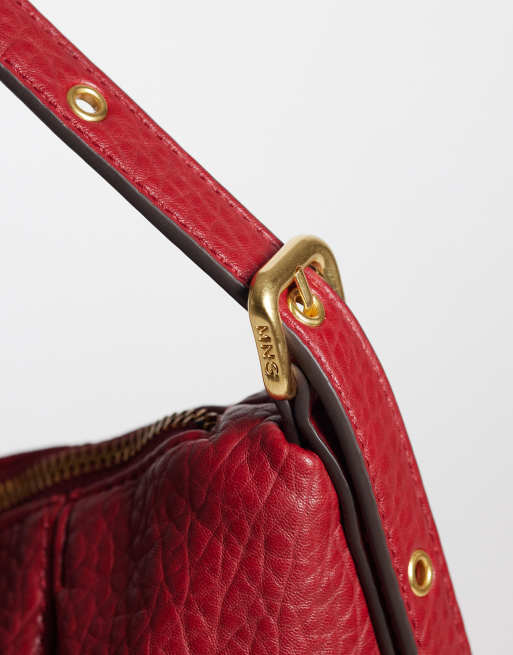Mango slouchy shoulder bag in red, 3 of 4