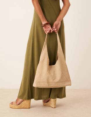 Mango Slouchy Suede Shoulder Bag