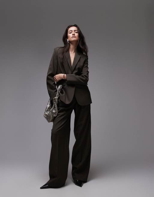 Mango slouchy tailored pants in washed khaki - part of a set