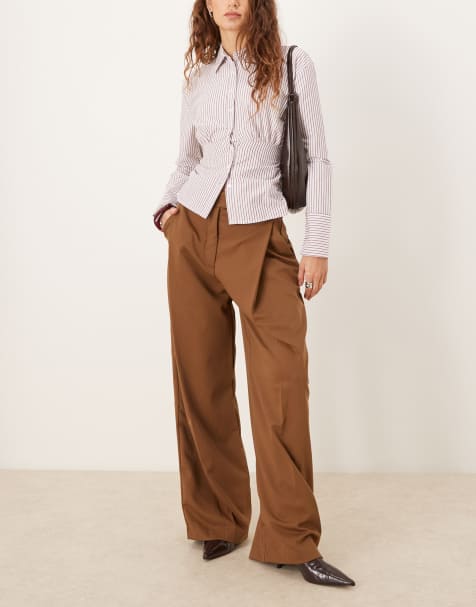 Mango slouchy tailored trouser in brown - view 1