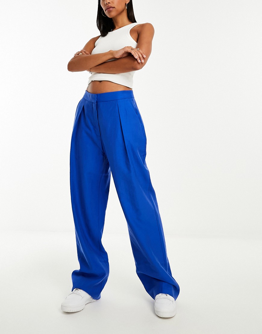 Mango slouchy tailored trousers in cobalt blue