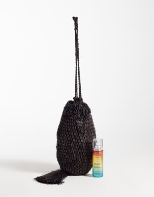 Mango Small Beaded Purse In Brown