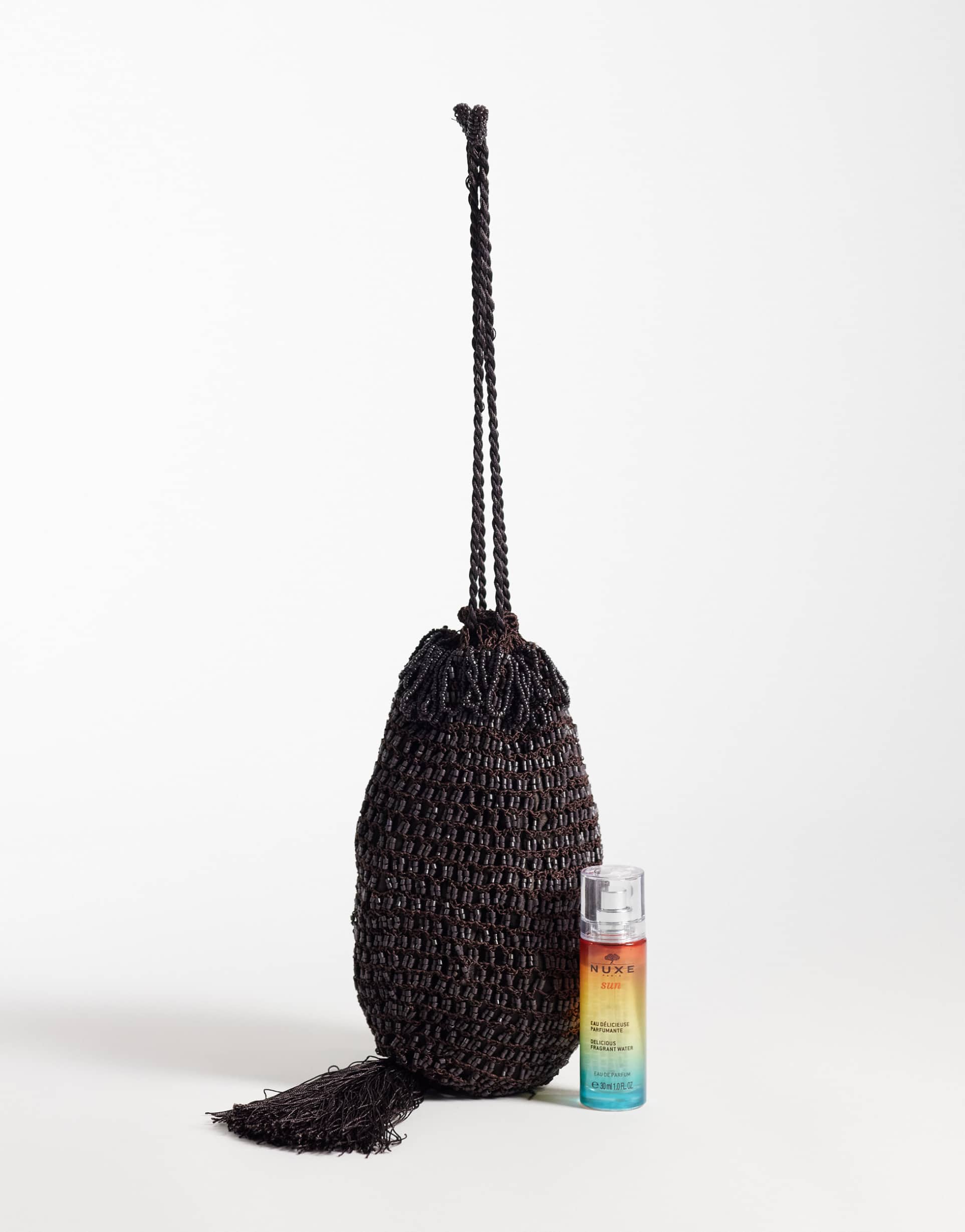 mango small beaded purse in brown