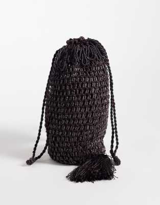 Mango Small Beaded Purse In Brown