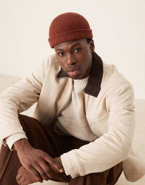 Mango small ribbed beanie in burgundy - view 1