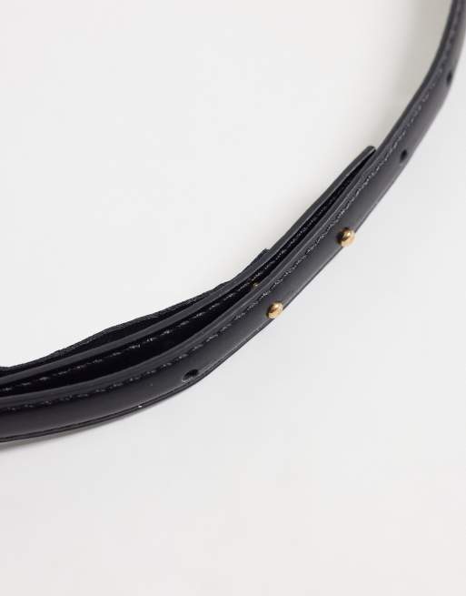 Mango smalle riem met ovale gesp in zwart, 3 van 3