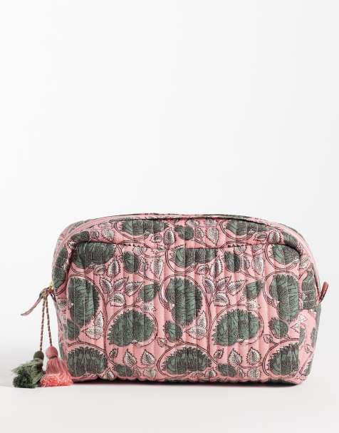 Mango sminkväska med rosa och grönt blommigt tryck - view 1