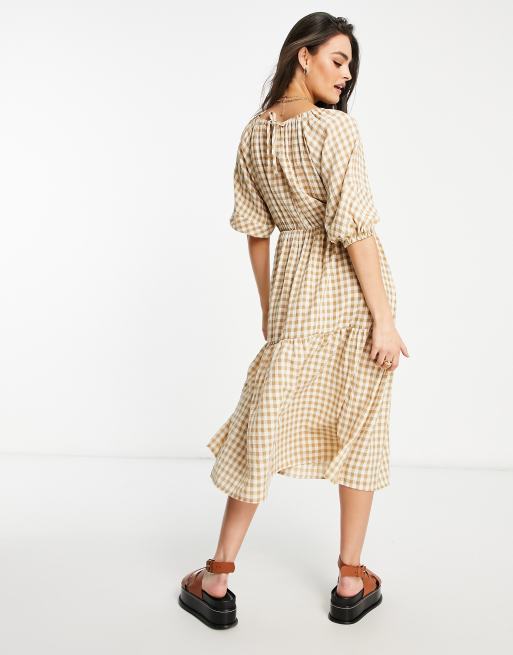 Mango - Smock-maxikjole i beige tern, 2 af 4