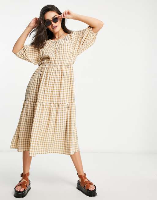 Mango - Smock-maxikjole i beige tern, 4 af 4
