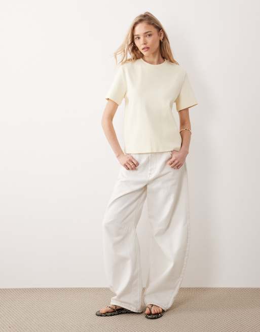 Mango - Smørgul klassisk T-shirt, 2 af 4