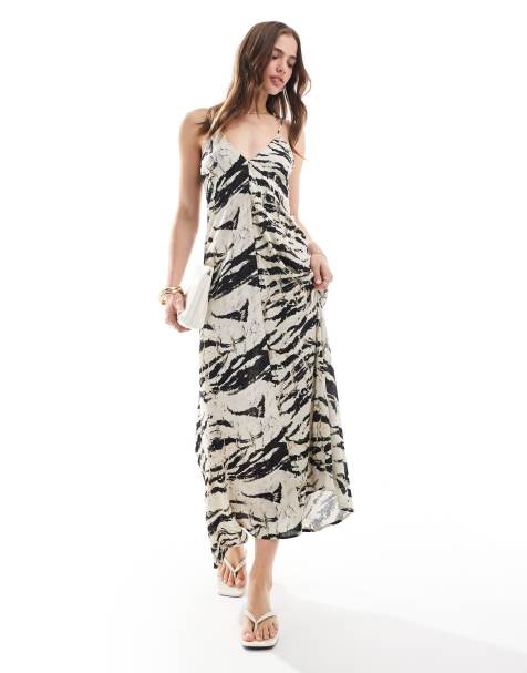 Mango snake print cami maxi dress in grey - view 1